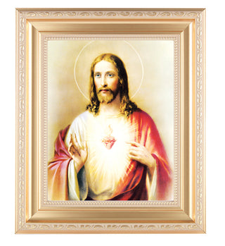 Sacred Heart In Satin Gold Frame 10.25X12.25" 8X10 Print