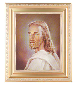 Head Of Christ In Satin Gold Frame 10.25X12.25" 8X10 Print