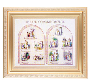 The Ten Commandments In Satin Gold Frame 10.25X12.25" 8X10Prt