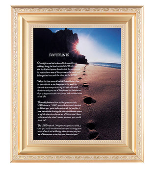 Footprints In Satin Gold Frame 10.25X12.25" 8X10 Print