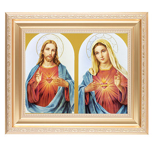 The Sacred Hearts In Satin Gold Frame 10.25X12.25" 8X10 Print