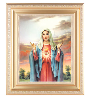 Immaculate Heart Of Mary Satin Gold Frame 10.25X12.25 8X10