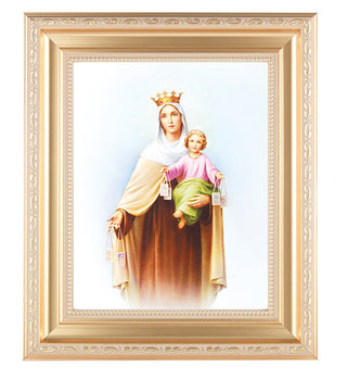 Our Lady Of Mt.Carmel Satin Gold Frame 10.25X12.25" 8X10 Print