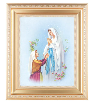 Our Lady Lourdes In Satin Gold Frame 10.25X12.25" 8X10 Print