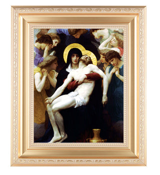 Bouguereau:Pieta Satin Gold Frame 10.25X12.25" 8X10 Print