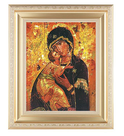 Our Lady Of Vladimir In Satin Gold Frame 10.25X12.25" 8X10 Print
