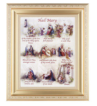 Hail Mary In Satin Gold Frame 10.25X12.25" 8X10 Print
