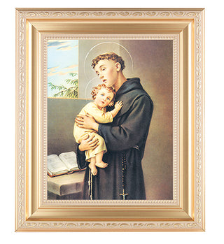 St. Anthony In Satin Gold Frame 10.25X12.25" 8X10 Print