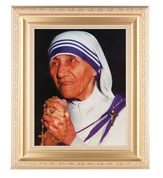 Mother Teresa In Satin Gold Frame 10.25X12.25" 8X10 Print