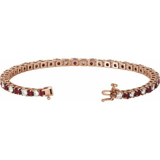 14K Rose Lab-Grown Ruby & 2 3/8 CTW Lab-Grown Diamond Line 7" Bracelet