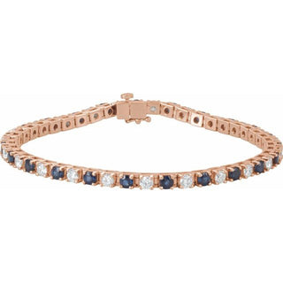 14K Rose Lab-Grown Blue Sapphire & 2 3/8 CTW Lab-Grown Diamond Line 7" Bracelet