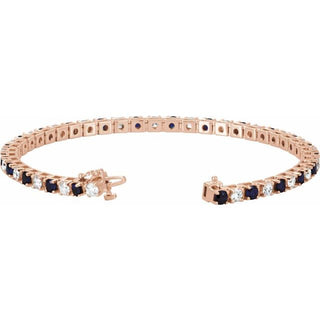 14K Rose Lab-Grown Blue Sapphire & 2 3/8 CTW Lab-Grown Diamond Line 7" Bracelet