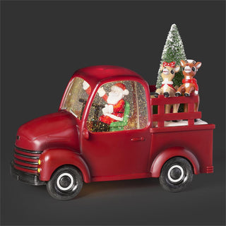 9.5-Inch Lighted Swirl Rudolph Red Truck - Santa Driving