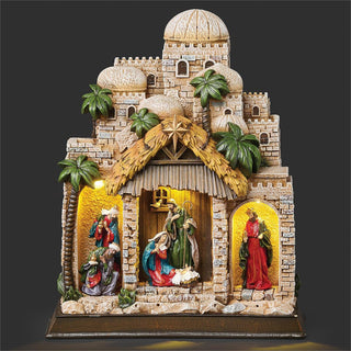 11-Inch Lighted Nativity In Town