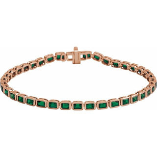 14K Rose Natural Tsavorite Garnet Line 7" Bracelet 