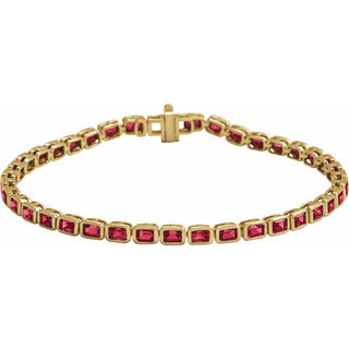 14K Yellow Lab-Grown Ruby Line 7" Bracelet 