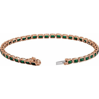 14K Rose Natural Tsavorite Garnet Line 7" Bracelet 