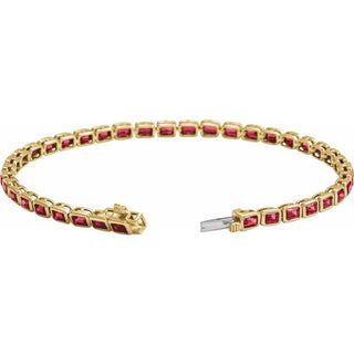 14K Yellow Lab-Grown Ruby Line 7" Bracelet 
