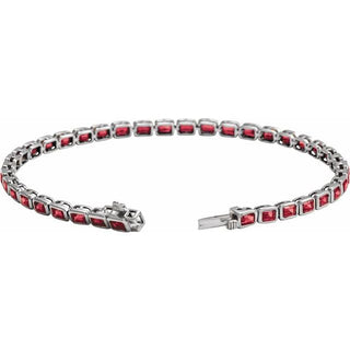 14K White Lab-Grown Ruby Line 7" Bracelet 