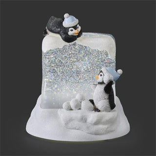 7-Inch Lighted Swirl Penguins On Cube