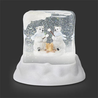 5-Inch Lighted Swirl Polar Bears Roasting Marshmellows