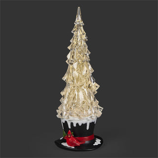 13-Inch Lighted Swirl Top Hat Tree With Cardinal