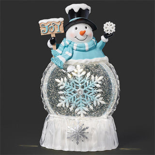 9.5-Inch Lighted Swirl Snowman With Rotating Snowflake