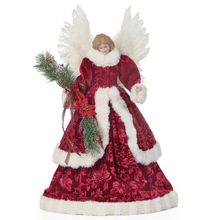 16-Inch Berry Angel Treetopper With Floral Print & White Trim