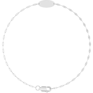14K White Engravable Keyhole Link 7" Bracelet