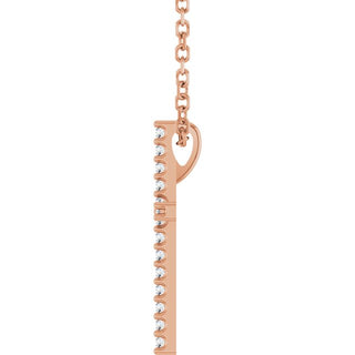 14K Rose .08 CTW Natural Diamond Cross 16" Necklace