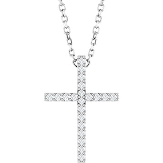 Platinum .08 CTW Natural Diamond Cross 16" Necklace