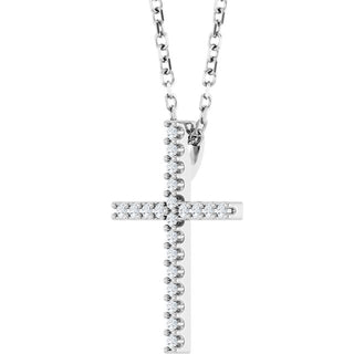 Sterling Silver .08 CTW Natural Diamond Cross 16" Necklace