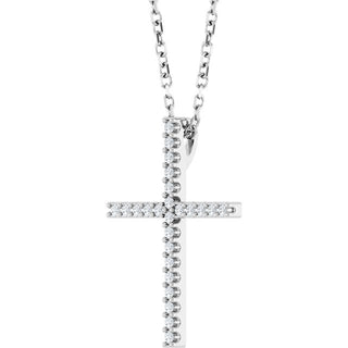 Sterling Silver 1/10 CTW Natural Diamond Cross 16" Necklace