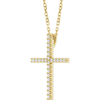 14K Yellow 1/10 CTW Natural Diamond Cross 16" Necklace