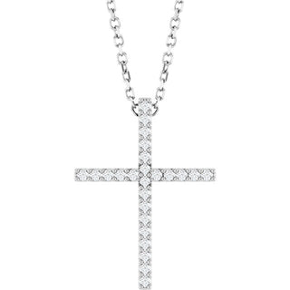 Sterling Silver 1/10 CTW Natural Diamond Cross 16" Necklace