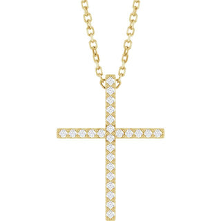 14K Yellow 1/10 CTW Natural Diamond Cross 16" Necklace