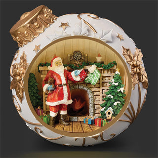8-Inch Lighted Ornament Santa By Fireplace Figure