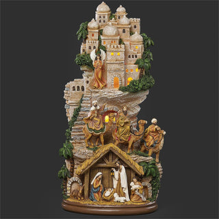 17-Inch Lighted Stairs Nativity Scene