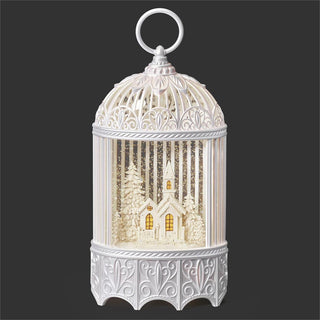 11.5-Inch Lighted Swirl Bird Cage Church