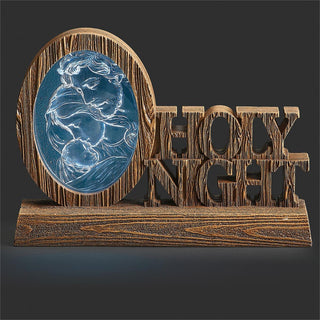 6.25-Inch Lighted O Holy Night Clear Acrylic, Holy Family