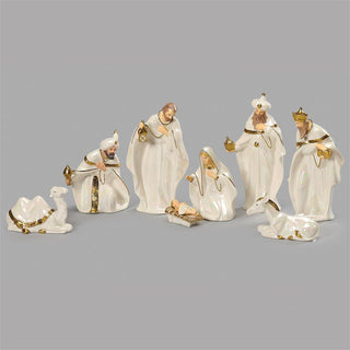 7.5-Inch 8-Piece St White Nativity With Gold Accents