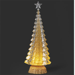 15-Inch Lighted Swirl Tree Gold Glitter Base