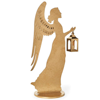 36-Inch Angel With Lantern Metal Figure