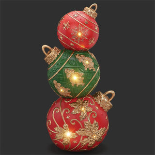 36.25-Inch Lighted Stacked Ornament Red, Green & Gold