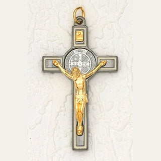 3 inch St Benedict Cross- Black /White with Gold Corpus