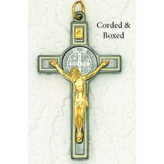 3 inch St Benedict Cross- Black /White with Gold Corpus
