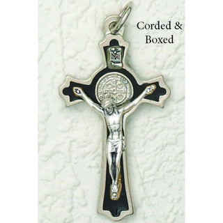3 inch St Benedict Cross- Silver /Black with Silver Corpus