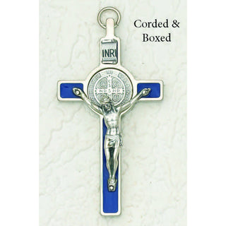 3 inch St Benedict Cross with Blue Cross and Silver Pendant and Corpus