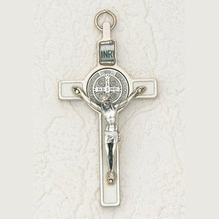 3 inch St Benedict Cross with White Cross and Silver Pendant and Corpus