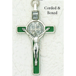 3 inch St Benedict Cross with Green Cross and Silver Pendant and Corpus